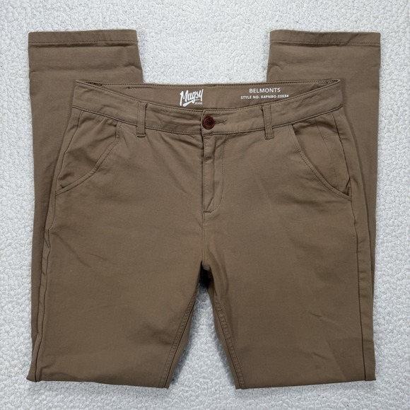 Mugsy Belmonts Pants Mens 33x33 Stretch Chino Khaki Smart Casual Minimalist